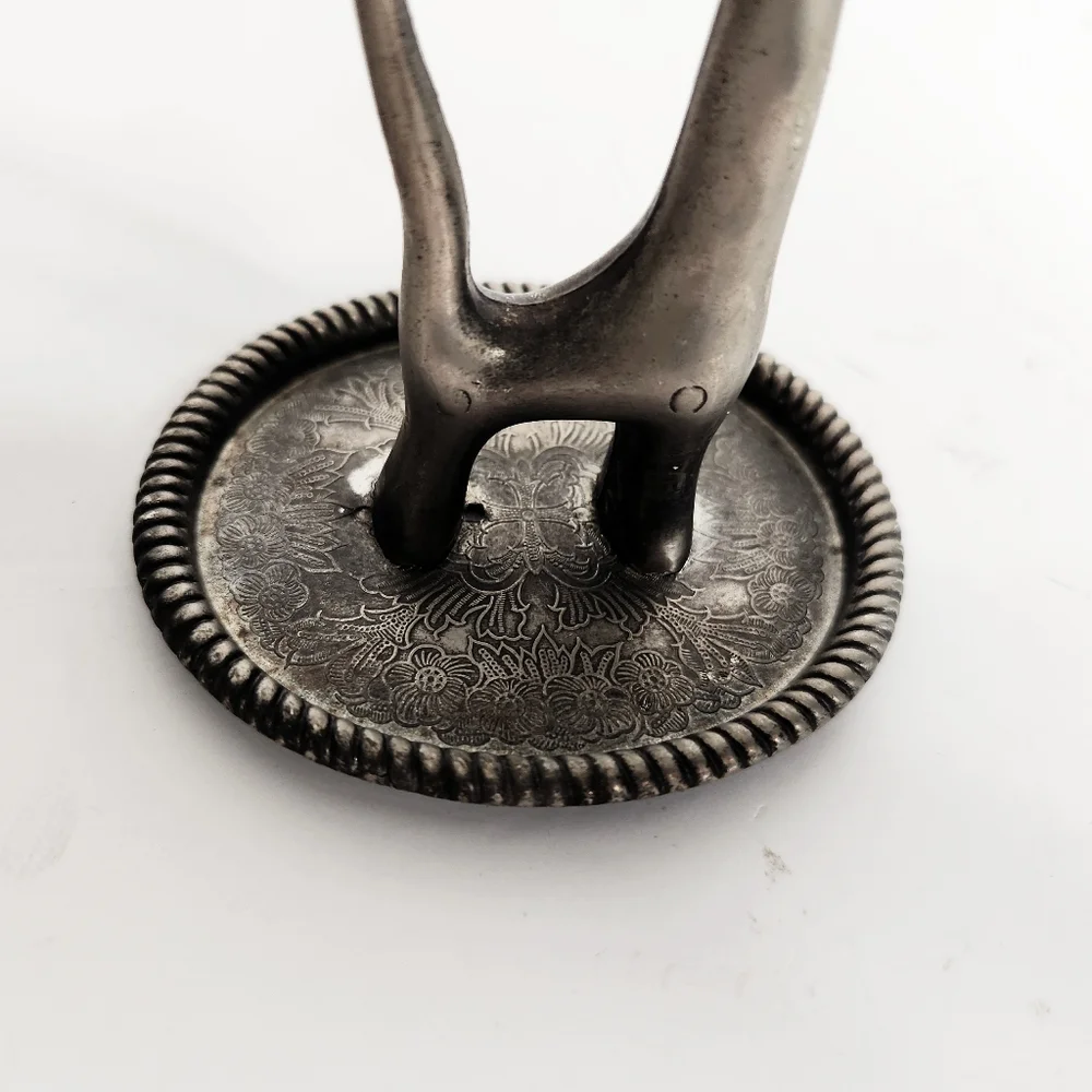 Vintage Silver Plated Giraffe Ring Holder Trinket Dish Hong Kong Whimsical